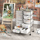 Rolling Storage Cart 15-Drawer Trolley with Chrome Plated Metal Frame by LJGDeals
