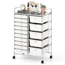 Rolling Storage Cart 15-Drawer Trolley with Chrome Plated Metal Frame by LJGDeals