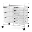 9-Drawer Rolling Storage Cart with Colorful Drawers and Metal Frame