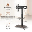 Rolling TV Stand on Wheels Mobile TV Cart for 32-75 Inch TVs Portable AV Cart by LJGDeals