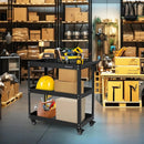 3-Tier Rolling Tool Cart with Spacious Shelves 4 Universal Wheels and 2 Brakes by LJGDeals