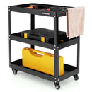 3-Tier Rolling Tool Cart with Spacious Shelves 4 Universal Wheels and 2 Brakes by LJGDeals