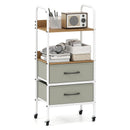 Rolling Utility Storage Cart with 2 Open Shelves and 2 Fabric Drawers-Natural by LJGDeals