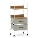 Rolling Utility Storage Cart with 2 Open Shelves and 2 Fabric Drawers-Natural by LJGDeals