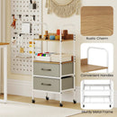Rolling Utility Storage Cart with 2 Open Shelves and 2 Fabric Drawers-Natural by LJGDeals