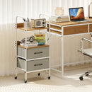 Rolling Utility Storage Cart with 2 Open Shelves and 2 Fabric Drawers-Natural by LJGDeals