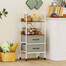 Rolling Utility Storage Cart with 2 Open Shelves and 2 Fabric Drawers-Natural by LJGDeals