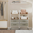 Rolling Utility Storage Cart with 2 Open Shelves and 2 Fabric Drawers-Natural by LJGDeals