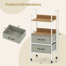 Rolling Utility Storage Cart with 2 Open Shelves and 2 Fabric Drawers-Natural by LJGDeals