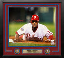 Jimmy Rollins 2008 World Series Slide Autographed Philadelphia Phillies 16x20 Framed Baseball Photo by Dynasty Sports & Framing