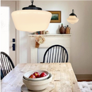 Large Antique Milk Glass Schoolhouse Pendant Light | 12"