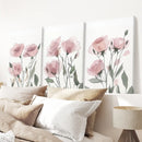 Watercolor Blush Pink Flowers Poster Decor Set by Wall Art Set