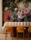 Dark Floral Poppy & Rose Bouquet Wallpaper Mural