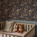 Vintage Flower Wallpaper Non-metallic gold