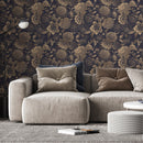 Vintage Flower Wallpaper Non-metallic gold