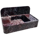 Rosso Levanto Fluted Red Marble Wall Mount Bathroom Sink With Backsplash