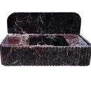 Rosso Levanto Fluted Red Marble Wall Mount Bathroom Sink With Backsplash