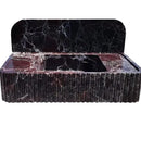 Rosso Levanto Fluted Red Marble Wall Mount Bathroom Sink With Backsplash