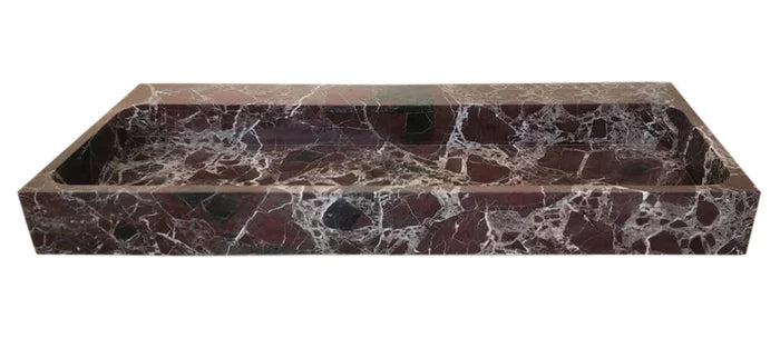 Rosso Levanto Marble Rectangular Wall-mount Sink (W)20" (L)48" (H)5"