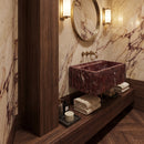 Rosso Levanto Marble Wall-Mount Bathroom Sink Fluted Design 24x16 by GobekDesign