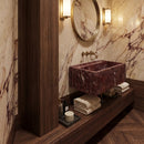 Rosso Levanto Marbled Wall Mount Bathroom Sink Fluted 16x28 Inch
