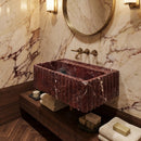 Rosso Levanto Marbled Wall Mount Bathroom Sink Fluted 16x28 Inch