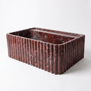 Rosso Levanto Marble Wall-Mount Bathroom Sink Fluted Design 24x16 by GobekDesign