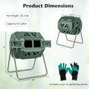 360° Rotatable Tumbling Composter with 2 Sliding Doors-Green by LJGDeals