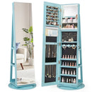 360° Rotating Mirrored Jewelry Cabinet Armoire 3 Color LED Modes Lockable by LJGDeals