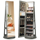 360° Rotating Mirrored Jewelry Cabinet Armoire 3 Color LED Modes Lockable by LJGDeals
