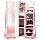 360° Rotating Mirrored Jewelry Cabinet Armoire 3 Color LED Modes Lockable by LJGDeals
