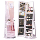 360° Rotating Mirrored Jewelry Cabinet Armoire 3 Color LED Modes Lockable by LJGDeals