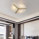 Round Copper Alabaster Ceiling Light