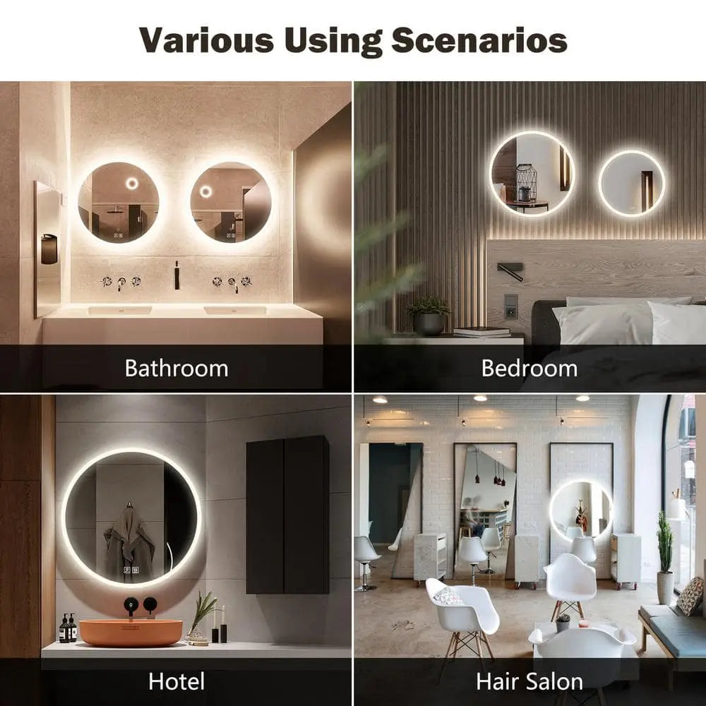 Round LED Bathroom Vanity Mirror With Dimmable Lights, photo 6 of 15