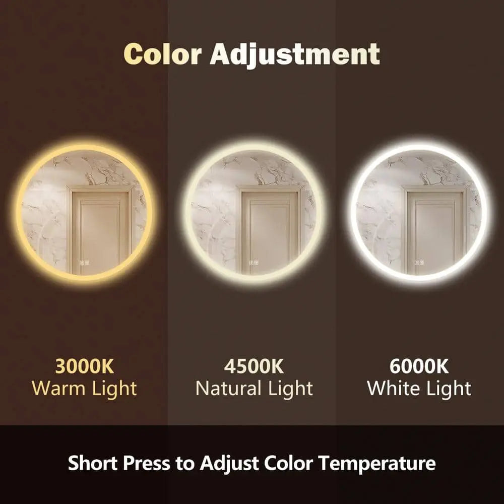 Round LED Bathroom Vanity Mirror With Dimmable Lights, photo 9 of 15