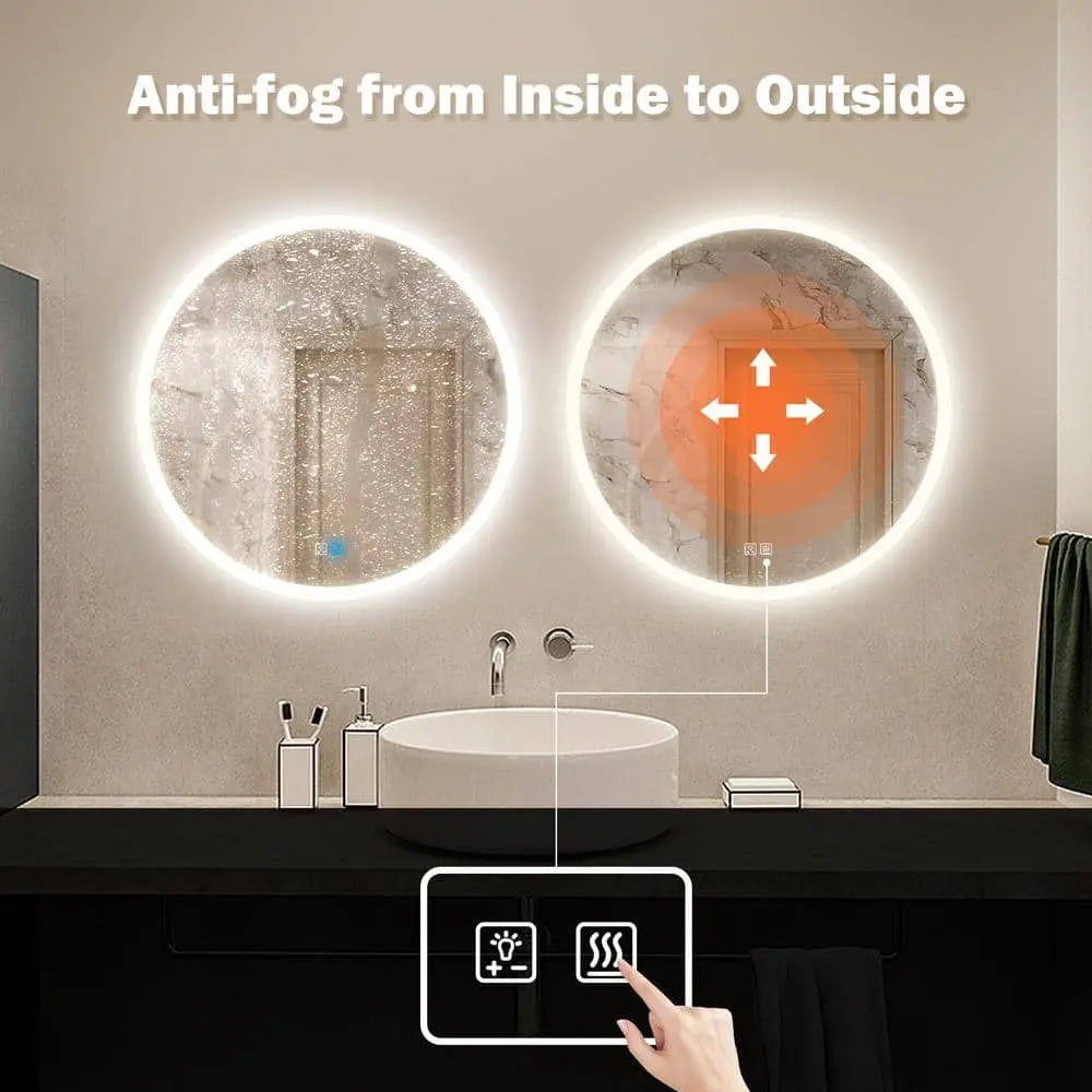Round LED Bathroom Vanity Mirror With Dimmable Lights, photo 7 of 15