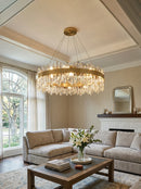 Round Luxury Crystal Column Chandelier