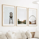 Texas Travel Set of 3 Prints. Water Tower, Ferris Wheel, Road by Wall Art Set
