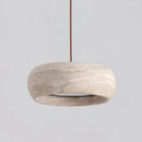 Round Travertine Drum Pendant Lamp