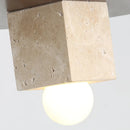 Round Wood Square Travertine Pendant Light