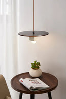 Round Wood Square Travertine Pendant Light