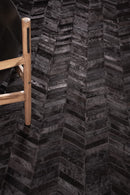 ROUND HERRINGBONE – Large Designer Cowhide Rug