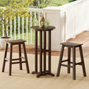 21.5 Inch Round Bar Table Patio HDPE Bar Height Dining Table with Slatted Tabletop by LJGDeals