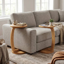 24 Inch Round C-shaped Side Table with Thickened Top and Sturdy Base by LJGDeals