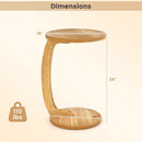 24 Inch Round C-shaped Side Table with Thickened Top and Sturdy Base by LJGDeals