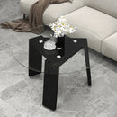 29.5 Inch Round Glass Coffee Table with Solid Rubber Wood Legs for Living Room Home Office Small Space-Black by LJGDeals
