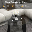 29.5 Inch Round Glass Coffee Table with Solid Rubber Wood Legs for Living Room Home Office Small Space-Black by LJGDeals