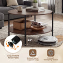 Round Coffee Table 2-Tier Industrial Accent Table with Open Storage Shelf-Rustic Brown by LJGDeals
