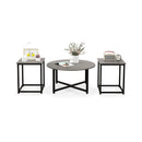 3-Piece Coffee Table Set Round Coffee Table and 2PCS Square End Tables-Gray