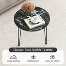 Round Coffee Table with Thickened Tabletop and Metal Tripod Legs-Black
